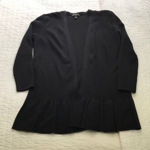 Talbots Ruffle Bottom Black 3/4 Sleeve Cardigan